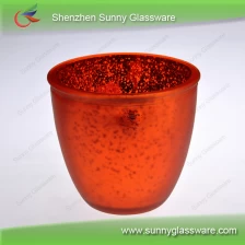 中国 红色电镀495ml碗型玻璃烛台 制造商