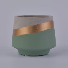 China Retro Cement Candle Containers with Gold Stripe for Home Decoration manufacturer