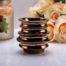 China Rose Gold Glazing Round Hand Made Ceramic Candle Holder manufacturer