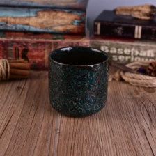 中国 粗糙的表面独特的深绿色釉面陶瓷蜡烛罐 制造商
