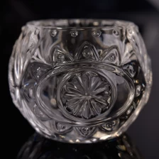 China Runde Blumen-Design Debossed Clear Glass Kerzenhalter Hersteller