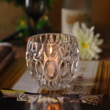 China Round engraved pattern clear glass candle holder manufacturer