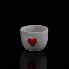 China Round shape concrete candle container with heart emboss manufacturer