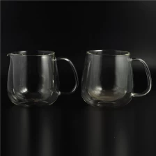 Chine Safe lead free double wall glass coffee cup with mouth fabricant