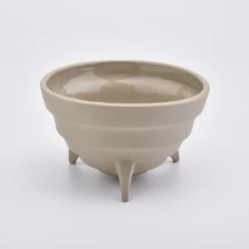 China Sandy Soil Candle Containers Footed Ceramic Candle Holders Home Decoration manufacturer