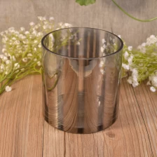 中国 特殊灰色线条透明玻璃烛杯 制造商