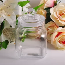 China Square Clear Glass Storage Jar With Lid manufacturer