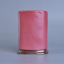 China Square Cylinder Pink Glazed Ceramic Candle Holders For Decoration pengilang