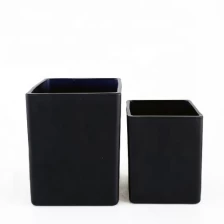 China Square Matte Black Glass Candle Jars Large Glass Jars Candle Container For Home Decoration manufacturer