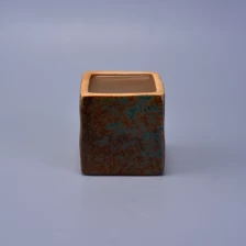 China Square ceramic candle holder with transmutation glaze finish manufacturer