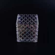 China Square glass candle jar with ion plating finish manufacturer