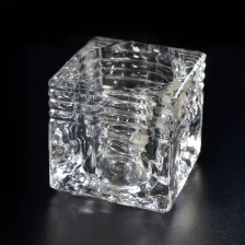Chiny Square pattern glass candle holders producent