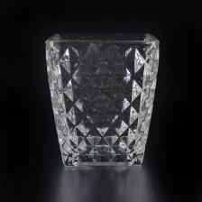 China Stock 8oz square glass candle holder wholesale manufacturer