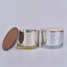 中国 便宜的库存12盎司电镀腐蚀玻璃烛罐配木盖子 制造商