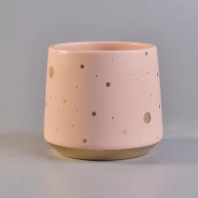 中国 时尚的粉红色陶瓷烛台金色印刷 制造商