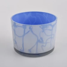 Chine Sunny Glassware 3 Wicks 12oz Blue Glass Candle Jarars fabricant