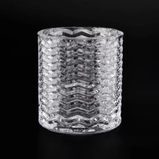 Chiny Zaopatrz 9 uncji przezroczystych szklanych świeczników z wystrojem wnętrz w kształcie fali producent