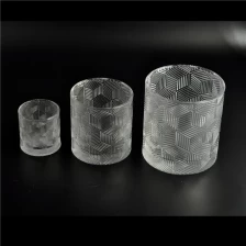China Three different size custom crystal glass candle jars with lids pengilang