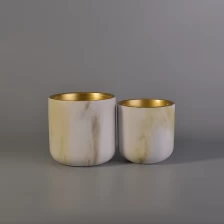 China Transfer printing  ceramic candle containers with gold painting manufacturer