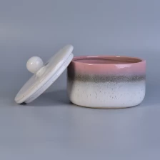 China Transmutation glaze ceramic candle contianer with lids manufacturer