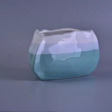 China Segitiga berbentuk warna kaca seramik Container lilin untuk lilin membuat pengilang