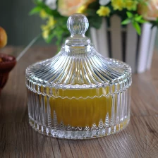 porcelana Estados Unidos venta caliente decoración casera transparente franjas verticales vidrio jarra de vela fabricante
