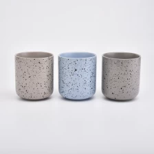 China Unique Ceramic Candle Vessels With Black Dot Glazed manufacturer
