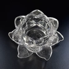 China Unique crystal clear Lotus glass candle holder wholesale manufacturer