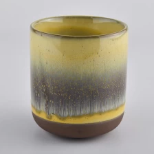 China Unique glazed ceramic candle jar mix color manufacturer