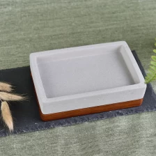 China Unique square concrete soap dish with wood base manufacturer