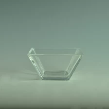 China Unique trapezoidal design clear glass candle container for home manufacturer