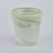 China V shape mint green glass candle jar 7oz pengilang