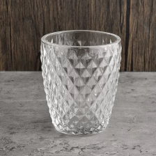 China Wholesale 10oz clear glass candle vessel with custom pattern manufacturer