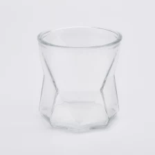 China Waisted Glass Candle Holder Crystal Clear Glass Candle Jar Home Decor pengilang