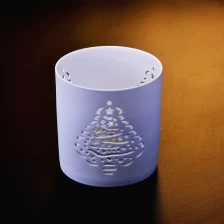 China White Christmas Trees Pattern Home Decor Ceramic Candle Holder manufacturer