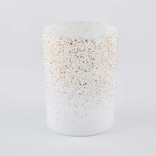 China Frascos de vela de vidro branco com decoração de ouro fabricante