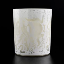 China White glass candle holder frosted finish manufacturer
