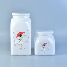 porcelana Recipiente de comida de vaso de vidrio blanco con tapa fabricante