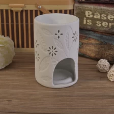 China White leaves debossed ceramic candle burner manufacturer