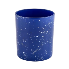 Cina White spots blue glass candle holders bulk wholesale produttore