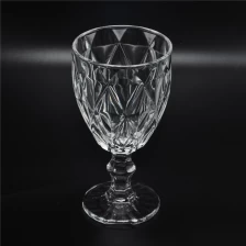 porcelana Venta al por mayor 10oz diamante de corte de diseño claro de tallo largo titular de la vela fabricante