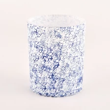 China Großhandel 300 ml Glaskerzengläser mit blauer Dekoration für duftende nach Hause Hersteller