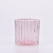 中国 批发8盎司10盎司家居装饰小垂直条纹玻璃蜡烛罐蜡烛 制造商