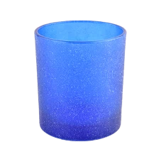 中国 批发蓝色磨砂玻璃蜡烛罐为家庭方向 制造商
