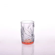 China Borong Engraved Painted Round Tumbler Orange Color Spray Glass Cup pengilang