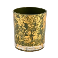 中国 批发家用金绿色玻璃蜡烛容器哑光蜡烛装饰容器 制造商