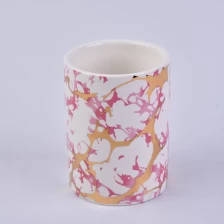China Wholesale Marble Pattern Ceramic Candle Holders manufacturer