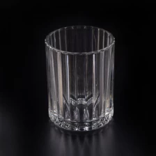 China Wholesale Popular Stripe Pattern Glass Candle Jars manufacturer