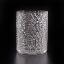 China Wholesale beautiful luxury decorative embossed glass candle holder manufacturer