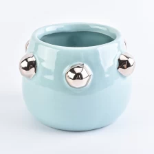 porcelana Venta al por mayor azul perla esmalte cerámicas candelabros fabricante